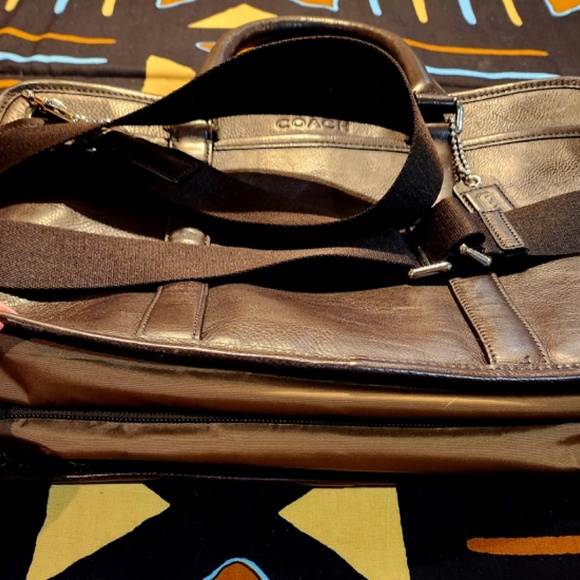 COACH Brown Leather and Nylon Briefcase - Picture 8 of 9